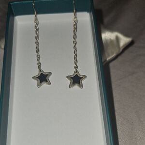 Silver Star Dangle Earrings